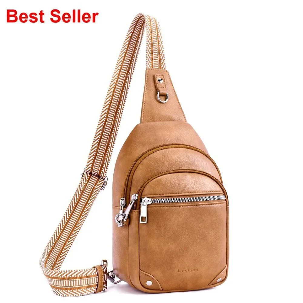 Anti Theft Crossbody Bag RFID Travel Sling Faux Leather Purse